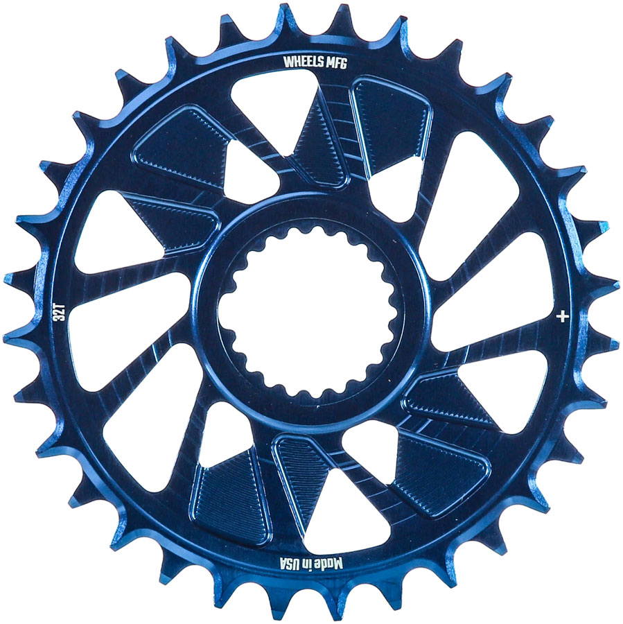 Wheels Manufacturing Direct Mount Chainring - 32t, Shimano Direct Mount, 1.5mm Outboard Offset, HG+ Chain Compatible, Blue