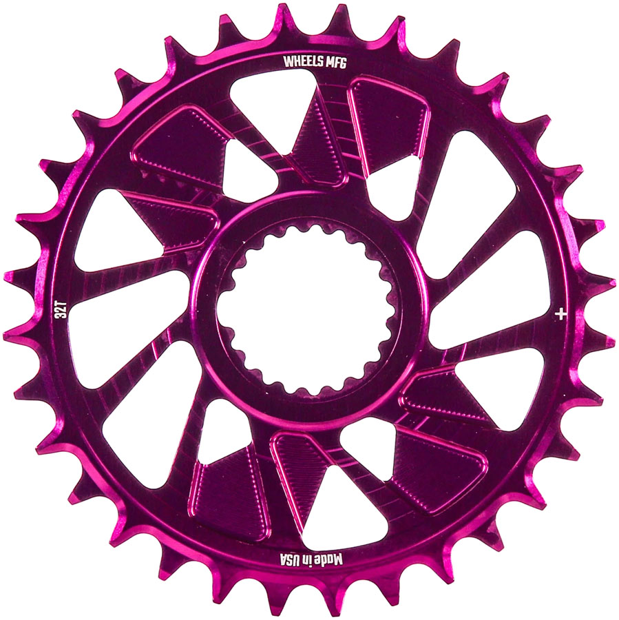 Wheels Manufacturing Direct Mount Chainring - 32t, Shimano Direct Mount, 1.5mm Outboard Offset, HG+ Chain Compatible, Purple