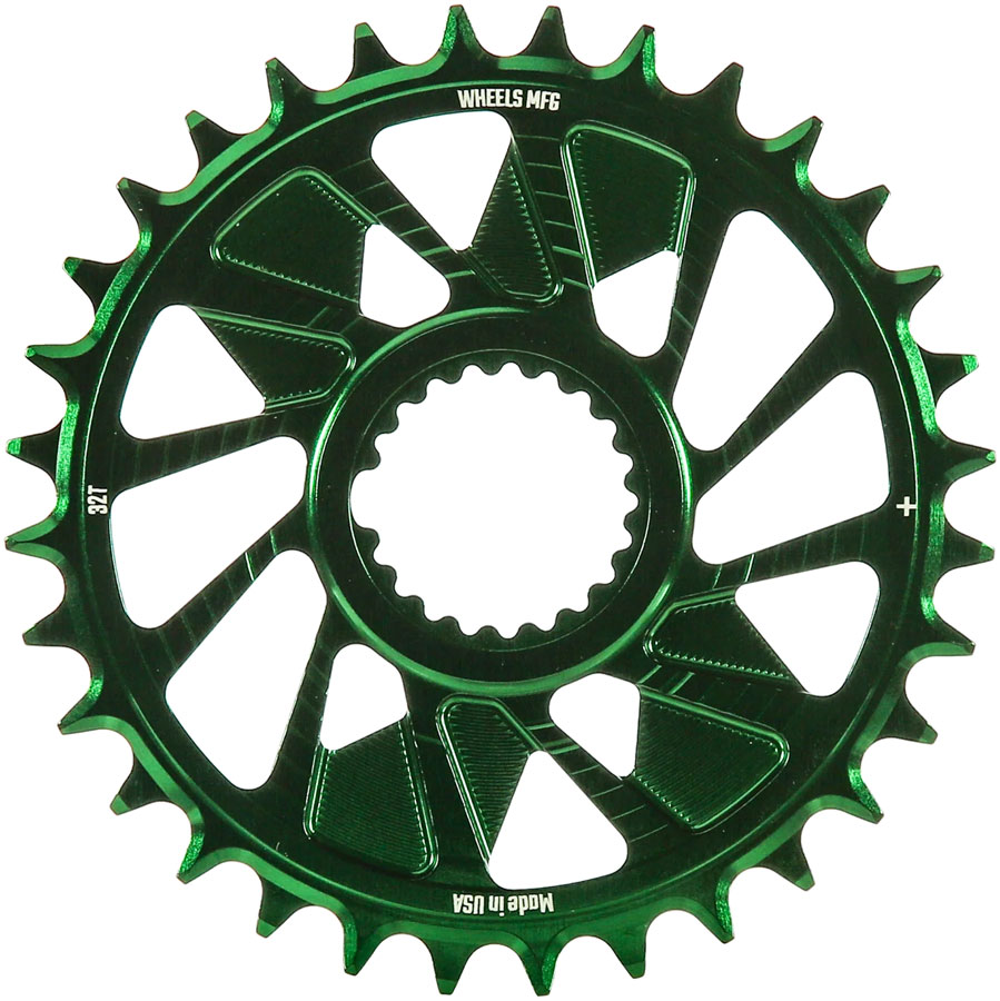 Wheels Manufacturing Direct Mount Chainring - 32t, Shimano Direct Mount, 1.5mm Outboard Offset, HG+ Chain Compatible, Green