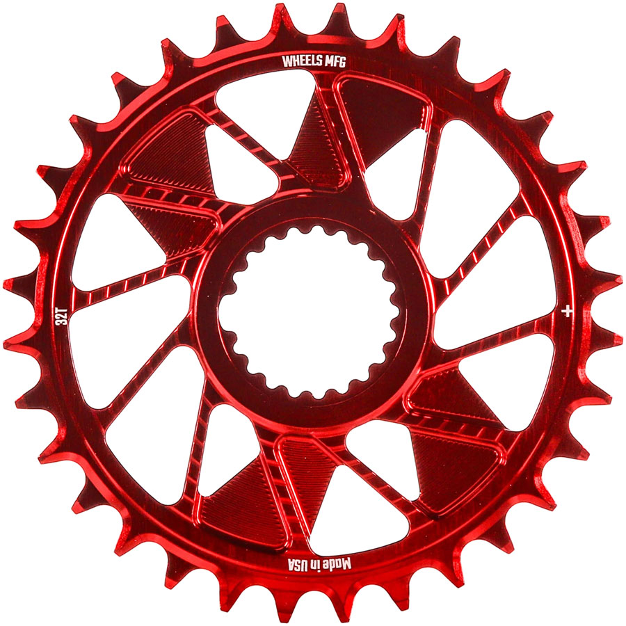Wheels Manufacturing Direct Mount Chainring - 32t, Shimano Direct Mount, 1.5mm Inboard Offset, HG+ Chain Compatible, Red