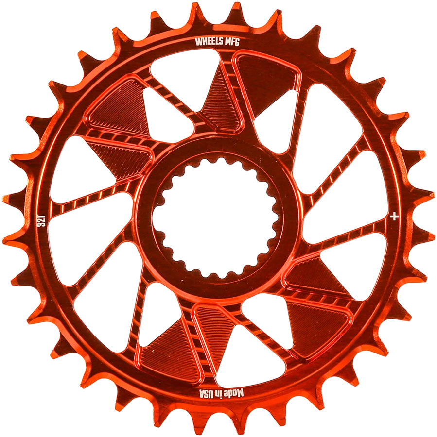 Wheels Manufacturing Direct Mount Chainring - 32t, Shimano Direct Mount, 1.5mm Inboard Offset, HG+ Chain Compatible, Orange
