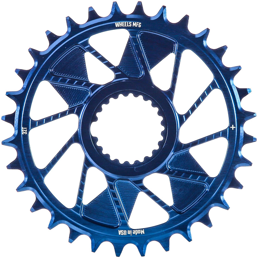 Wheels Manufacturing Direct Mount Chainring - 32t, Shimano Direct Mount, 1.5mm Inboard Offset, HG+ Chain Compatible, Blue