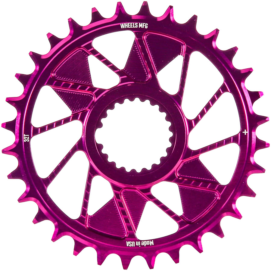 Wheels Manufacturing Direct Mount Chainring - 32t, Shimano Direct Mount, 1.5mm Inboard Offset, HG+ Chain Compatible, Purple