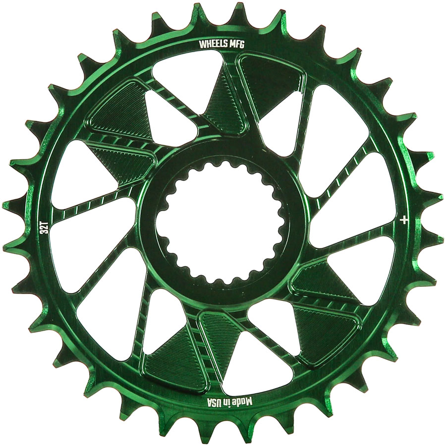 Wheels Manufacturing Direct Mount Chainring - 32t, Shimano Direct Mount, 1.5mm Inboard Offset, HG+ Chain Compatible, Green