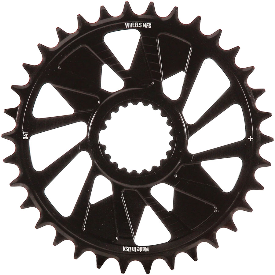 Wheels Manufacturing Direct Mount Chainring - 34t, Shimano Direct Mount, 1.5mm Outboard Offset, HG+ Chain Compatible, Black