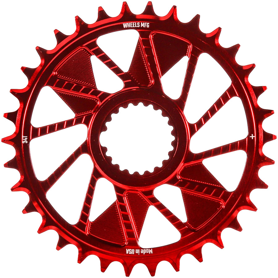 Wheels Manufacturing Direct Mount Chainring - 34t, Shimano Direct Mount, 1.5mm Inboard Offset, HG+ Chain Compatible, Red