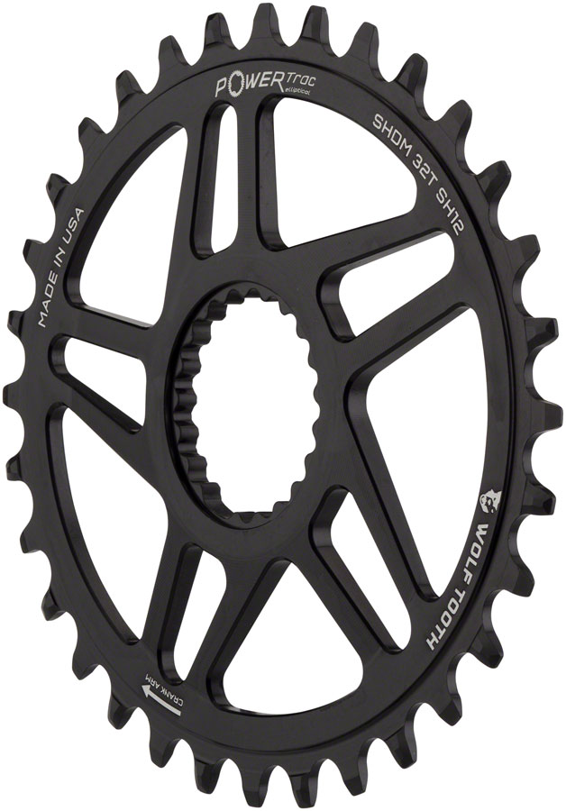 Wolf Tooth Elliptical Direct Mount Chainring - 34t, Shimano DM Boost, 3mm Offset, Drop-Stop ST, Requires 12-Speed HG+ Chain, Black