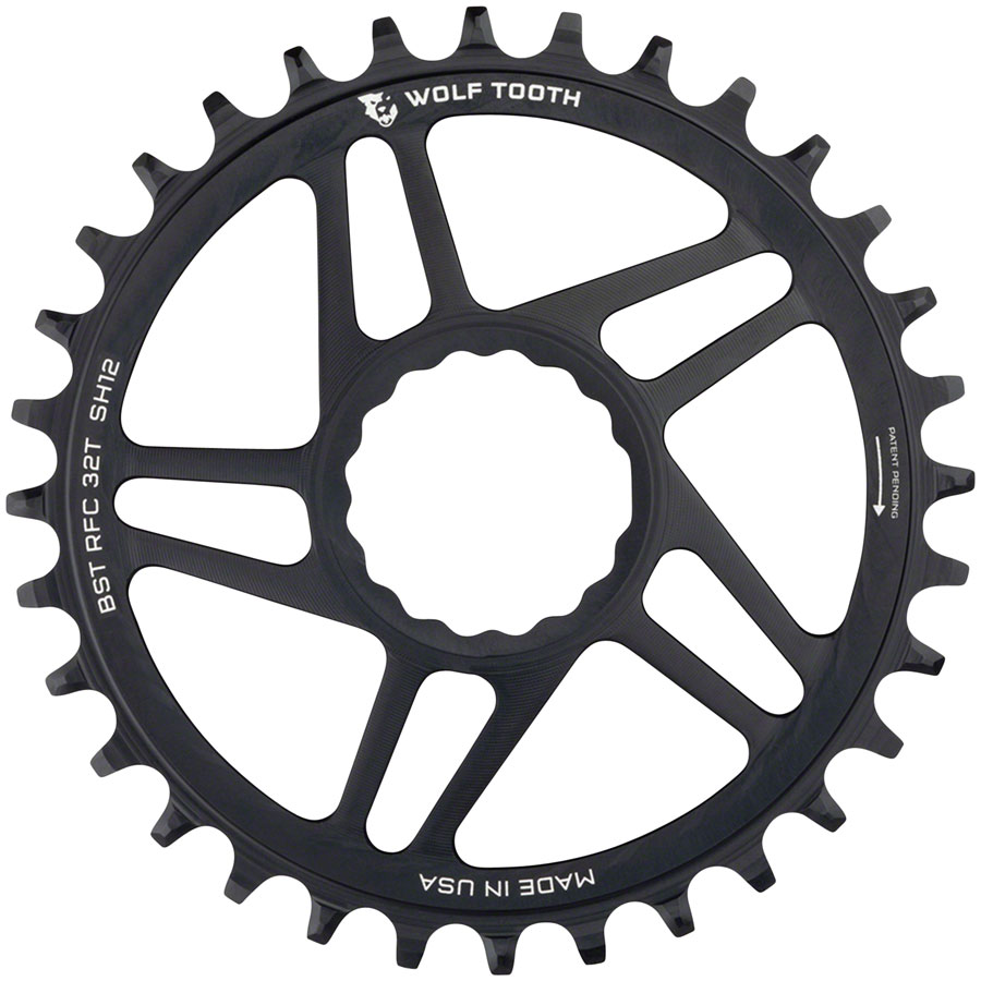 Wolf Tooth Direct Mount Chainring - 34t, RaceFace CINCH Direct Mount, Boost, 3mm Offset, Drop-Stop ST, Requires 12-Speed HG+ Chain, Black