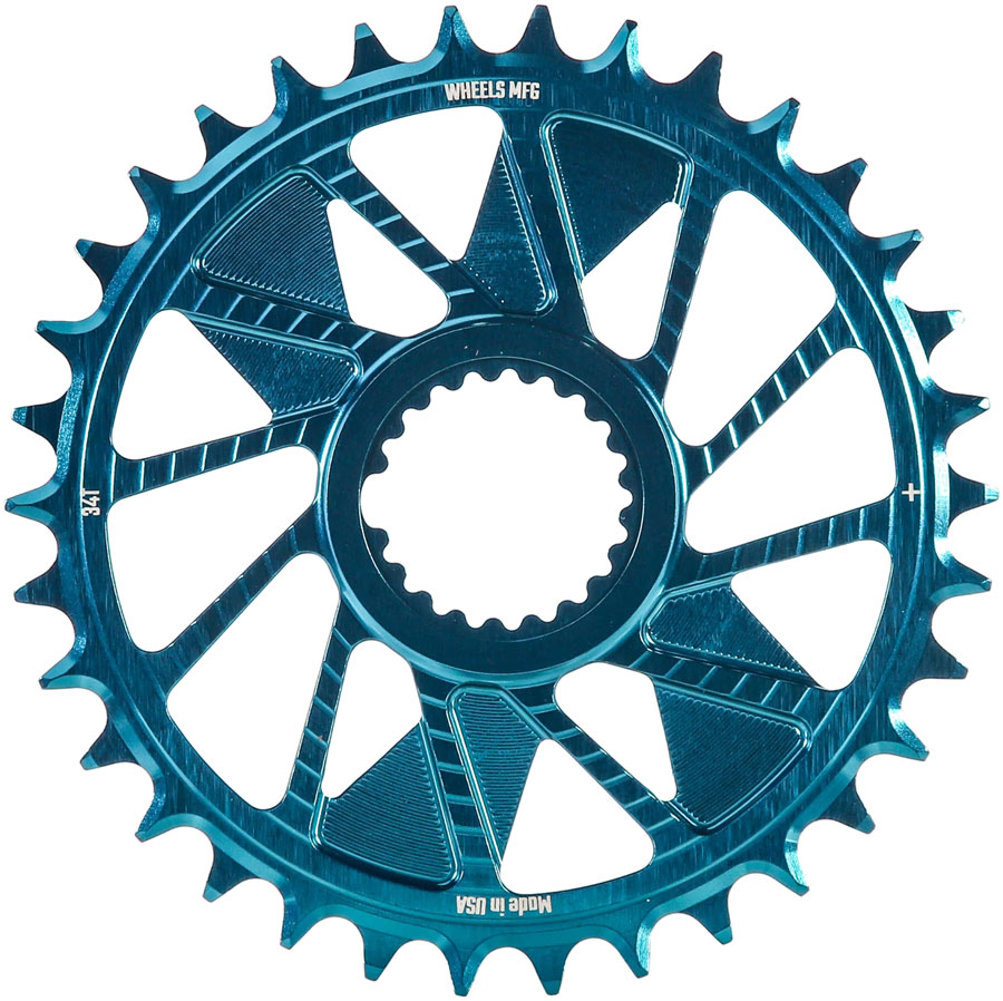 Wheels Manufacturing Direct Mount Chainring - 34t, Shimano Direct Mount, 1.5mm Inboard Offset, HG+ Chain Compatible, Teal