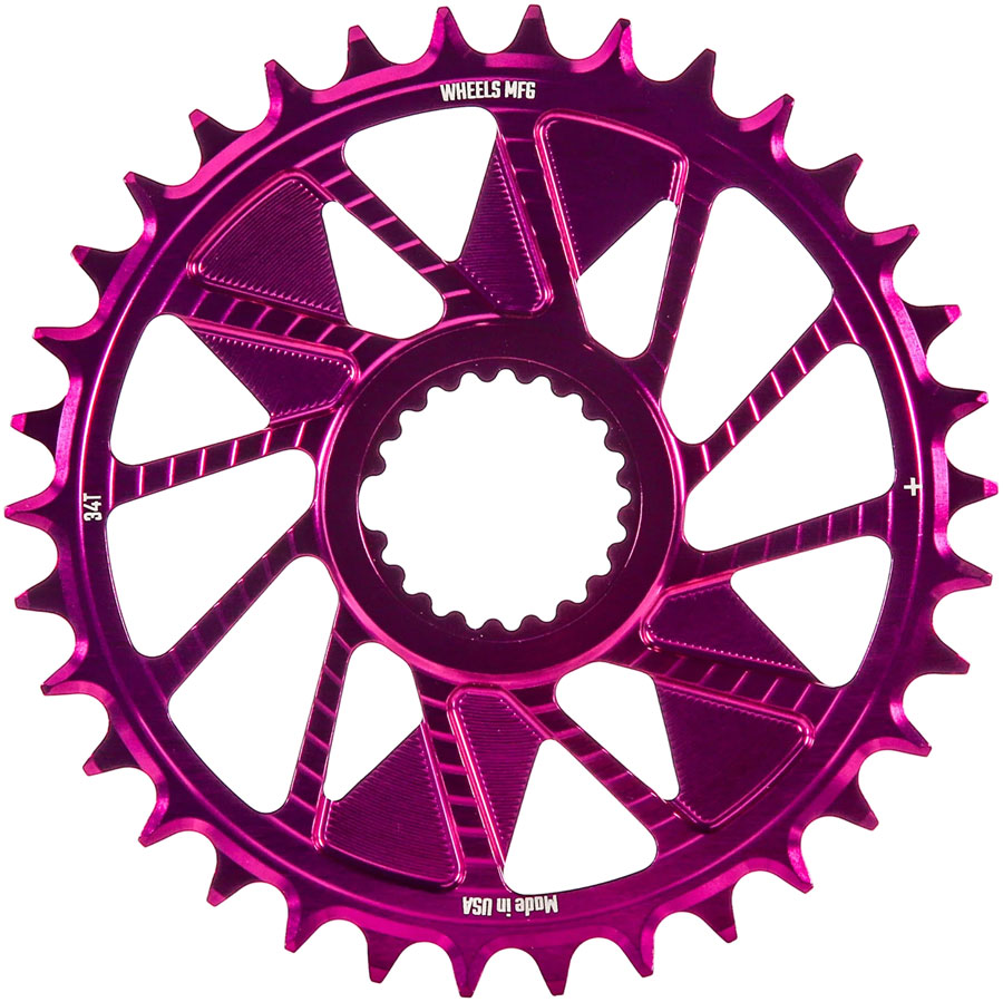Wheels Manufacturing Direct Mount Chainring - 34t, Shimano Direct Mount, 1.5mm Inboard Offset, HG+ Chain Compatible, Purple