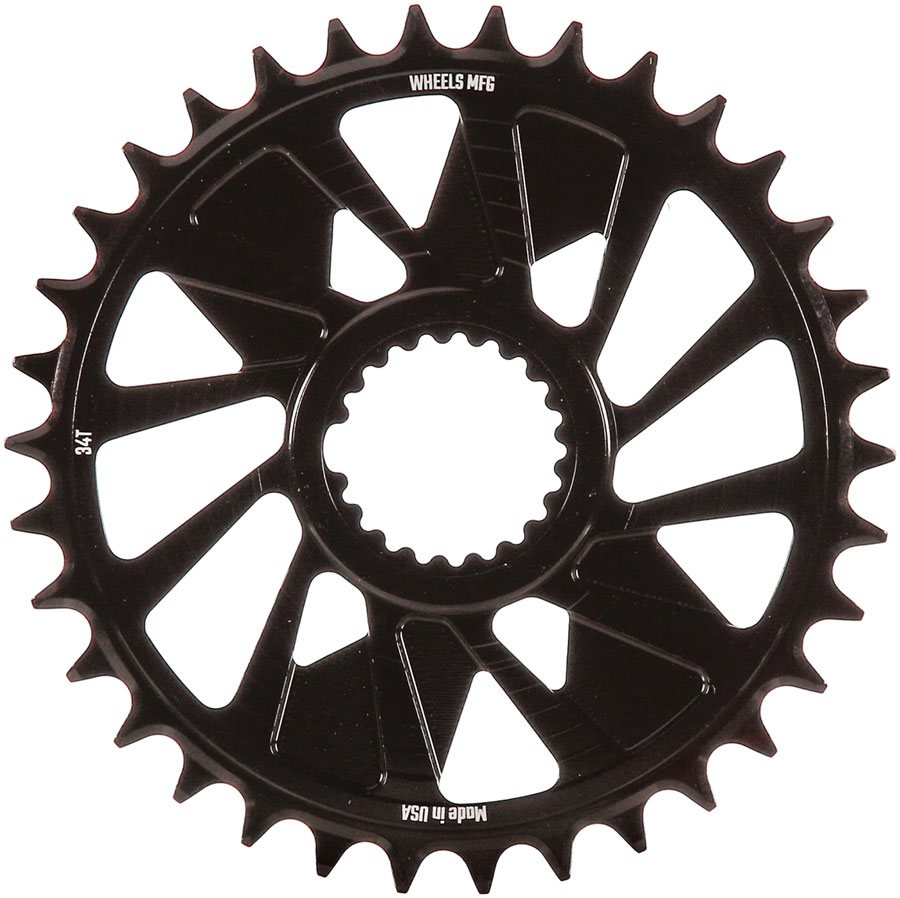 Wheels Manufacturing Direct Mount Chainring - 34t, Shimano Direct Mount, 1.5mm Outboard Offset, T-Type Chain Compatible, Black
