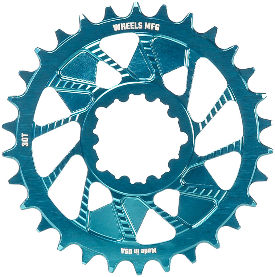 Wheels Manufacturing Direct Mount Chainring - 30t, SRAM 3-Bolt Direct Mount, 3mm Offset, T-Type Chain Compatible, Teal