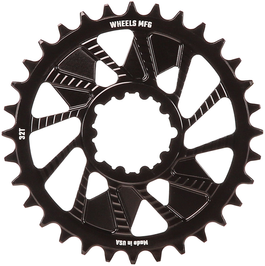 Wheels Manufacturing Direct Mount Chainring - 32t, SRAM 3-Bolt Direct Mount, 3mm Offset, Compatible with Hyperglide+ Chain, Black