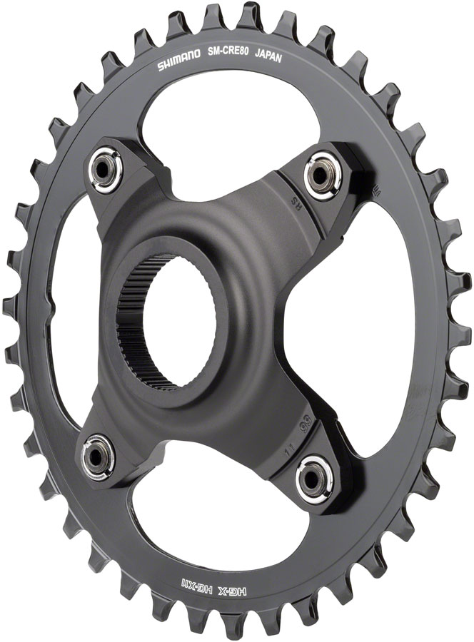 Shimano STEPS SM-CRE80-B Chainring - 38T Without Chainguard, 55mm Chainline, Black