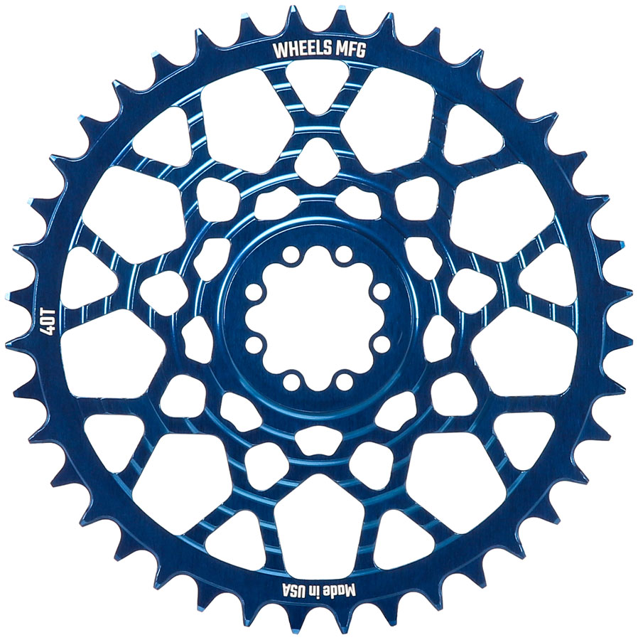 Wheels Manufacturing Gravel Direct Mount Chainring - 40t, SRAM 8-Bolt Direct Mount, 6.5mm Inboard Offset,T-Type Chain Compatible, Blue