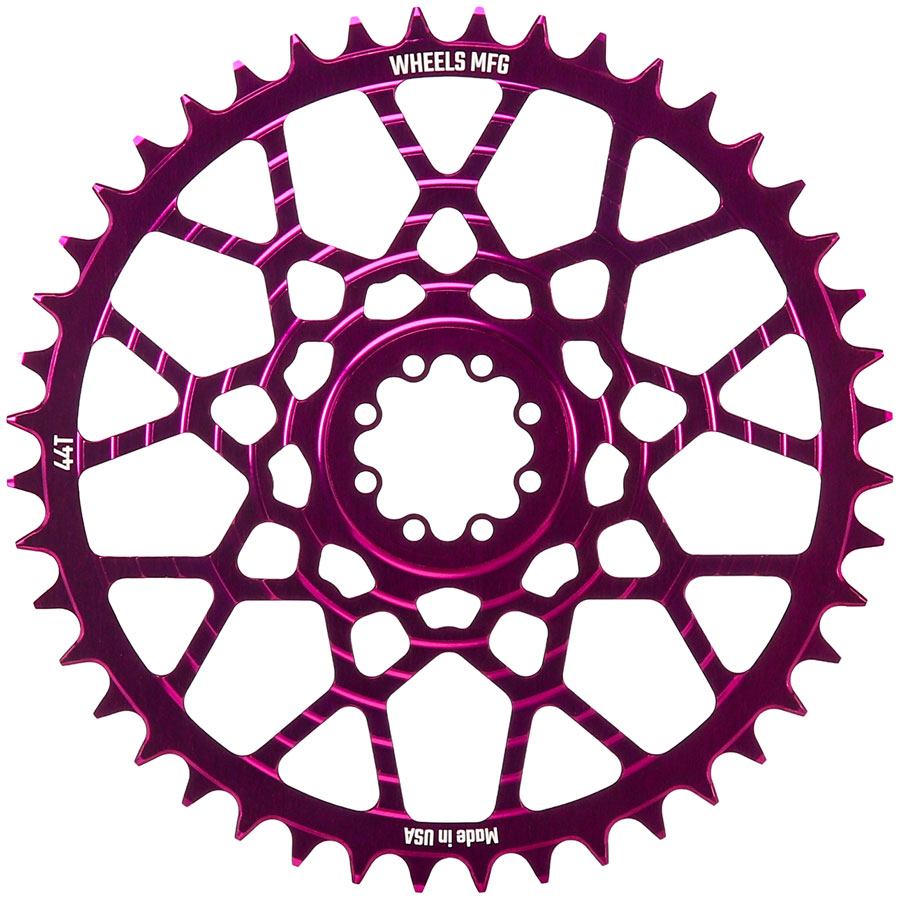 Wheels Manufacturing Gravel Direct Mount Chainring - 44t, SRAM 8-Bolt Direct Mount, 6.5mm Inboard Offset, T-Type Chain Compatible, Purple