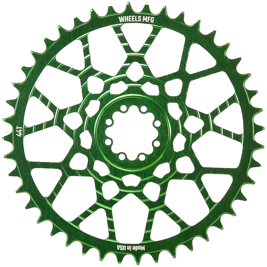 Wheels Manufacturing Gravel Direct Mount Chainring - 44t, SRAM 8-Bolt Direct Mount, 6.5mm Inboard Offset, T-Type Chain Compatible, Green
