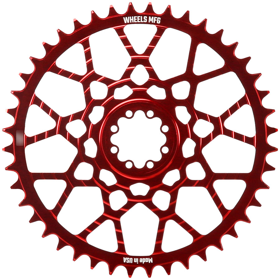 Wheels Manufacturing Gravel Direct Mount Chainring - 46t, SRAM 8-Bolt Direct Mount, 6.5mm Inboard Offset, T-Type Chain Compatible, Red