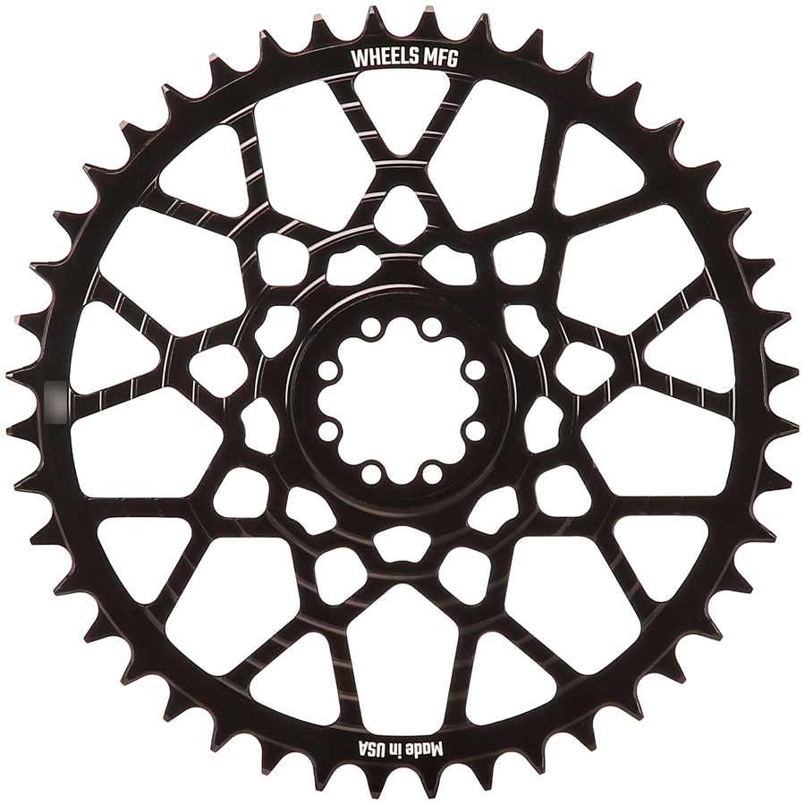 Wheels Manufacturing Gravel Direct Mount Chainring - 44t, SRAM 8-Bolt Direct Mount, 6.5mm Inboard Offset, HG+ Chain Compatible, Black
