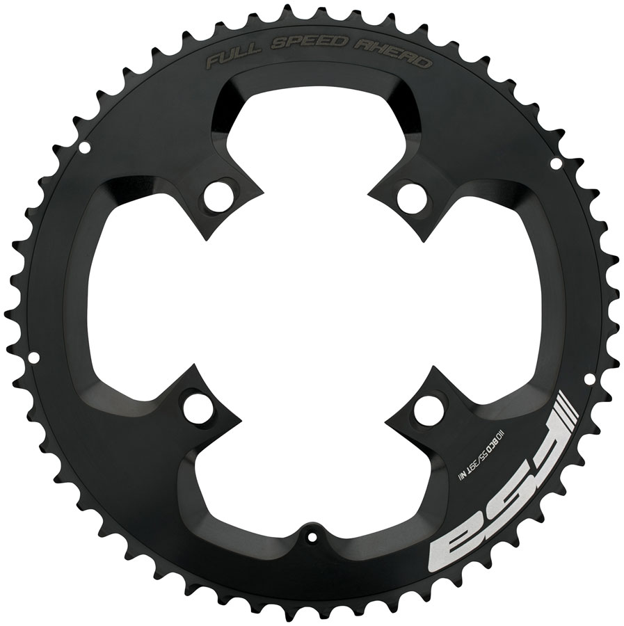 FSA SL-K Super Road Chainring, 1x 50T Tooth Count, 110BCD Asymmetric Bolt Pattern, 4-Bolt Interface – Black