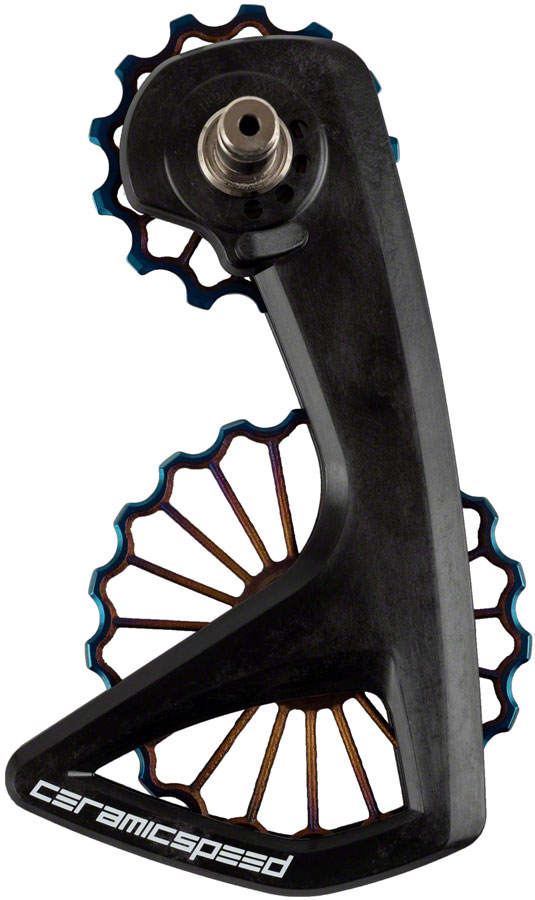 CeramicSpeed OSPW RS Pulley Wheel System for Shimano 9250/8150 - Coated Races, 3D Printed Ti Pulley, Carbon Cage, Oil Slick PVD
