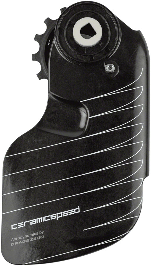 CeramicSpeed OSPW Pulley Wheel Aero Alpha System for SRAM Red/Force AXS - Coated Races, Aluminum Pulley, Carbon Cage, Black