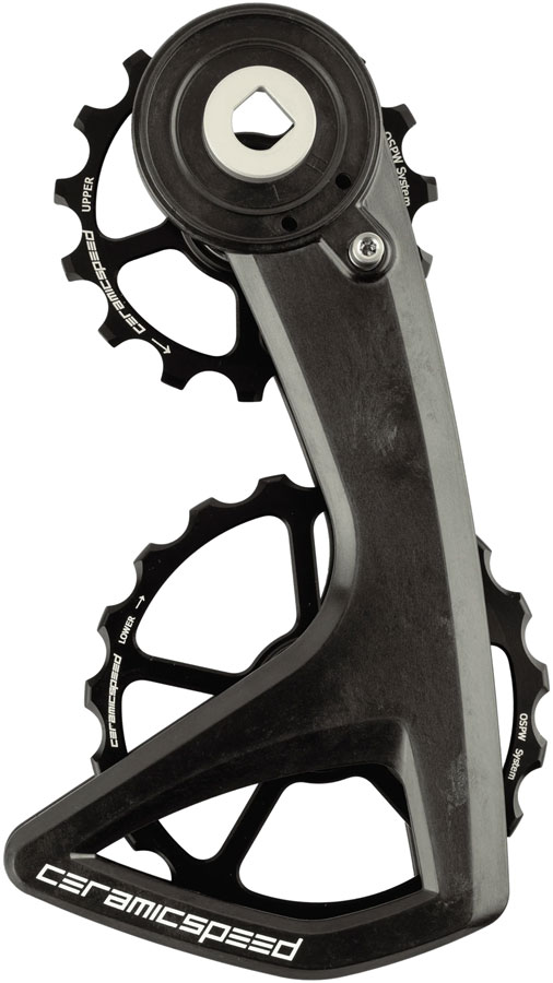 CeramicSpeed OSPW RS Pulley Wheel System for SRAM Red D1/E1 and Force D1 AXS - Aluminum Pulley, 5 Spoke, Carbon Cage, Black, v2