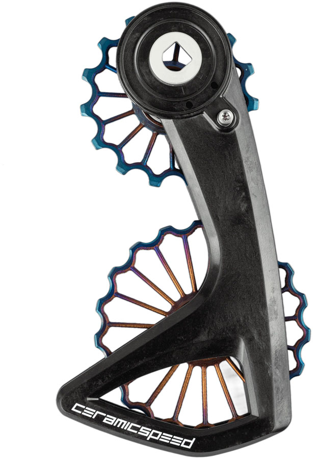 CeramicSpeed OSPW RS Pulley Wheel System for SRAM Red D1/E1 and Force D1 AXS - Coated Races, 3D Ti Pulley, Carbon Cage, Oil Slick PVD, v2