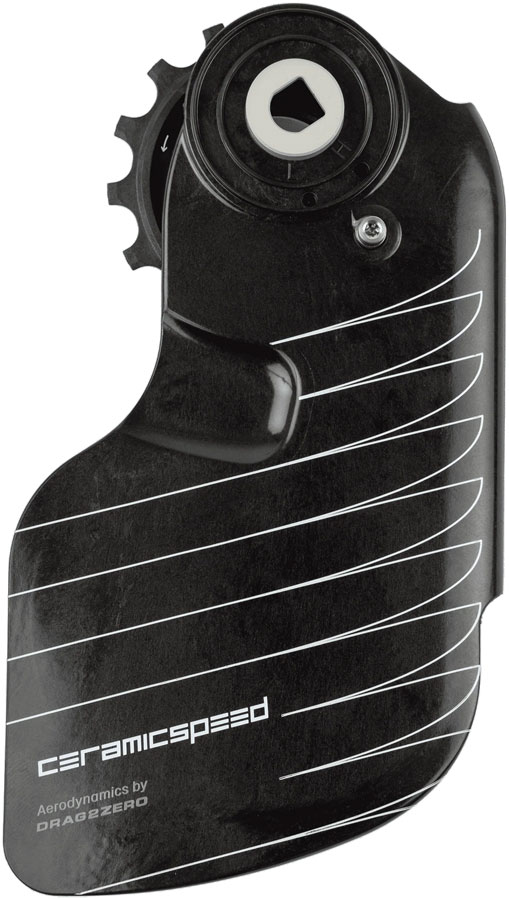 CeramicSpeed OSPW Pulley Wheel Aero Alpha System for SRAM Red D1/E1 and Force D1 AXS - ALPHA Aluminum Pulley, Carbon Cage, Black, v2
