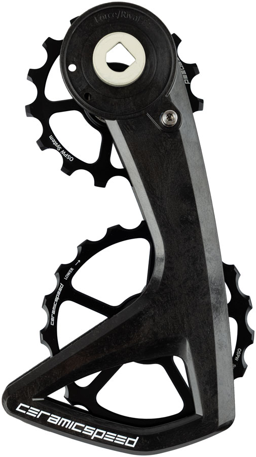 CeramicSpeed OSPW RS Pulley Wheel System for SRAM Force E1 and Rival E1 AXS - Aluminum Pulley, 5 Spoke, Carbon Cage, Black