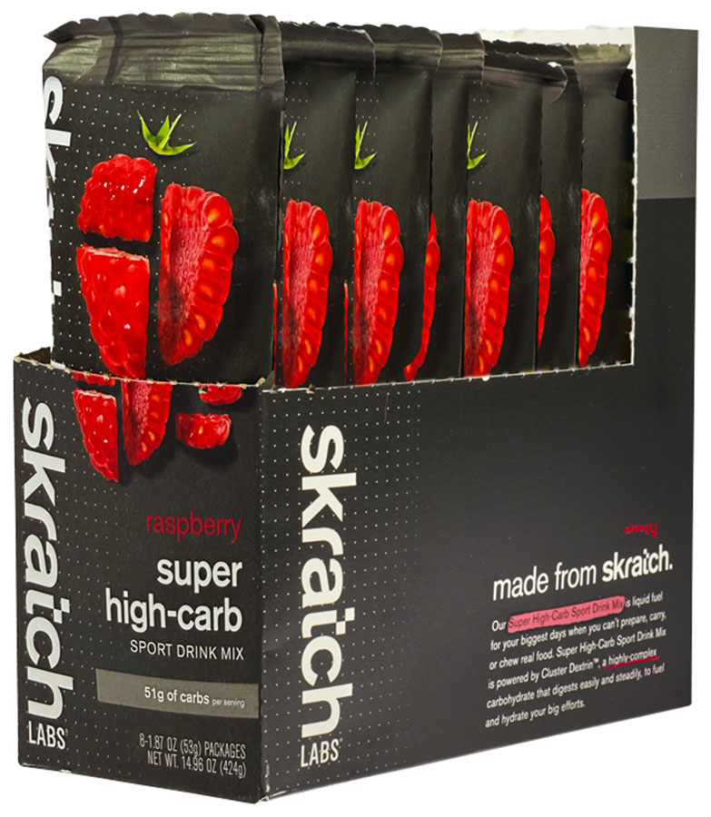 Skratch Labs Super High-Carb Sport Drink - Raspberry, 53g, Single Serving 8-Pack
