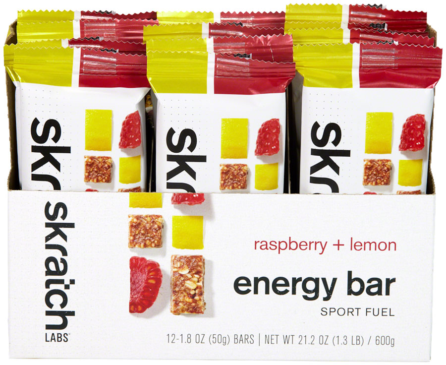 Skratch Labs Energy Bar Sport Fuel - Raspberries and Lemon, Box of 12