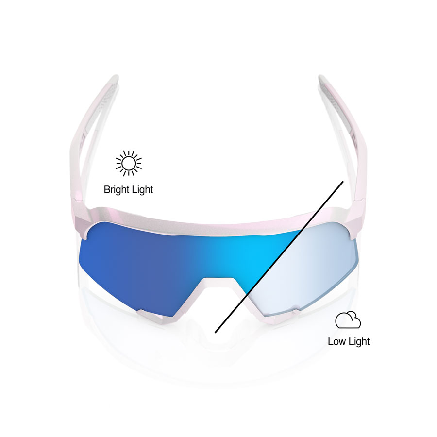 100% S3 Sunglasses - LE Bastille/Pearl White Glitter/Blue Mirror Photochromic Lens