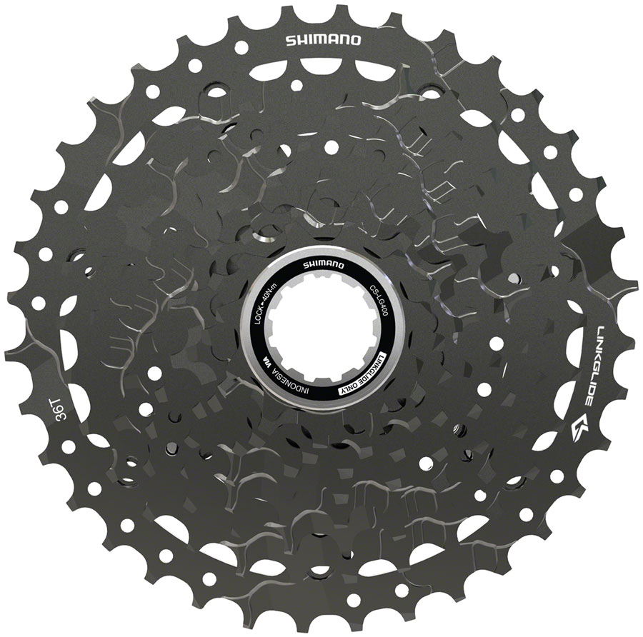 Shimano CUES  CS-LG400-9 Cassette - 9-Speed, 11-36t, LINKGLIDE, Black
