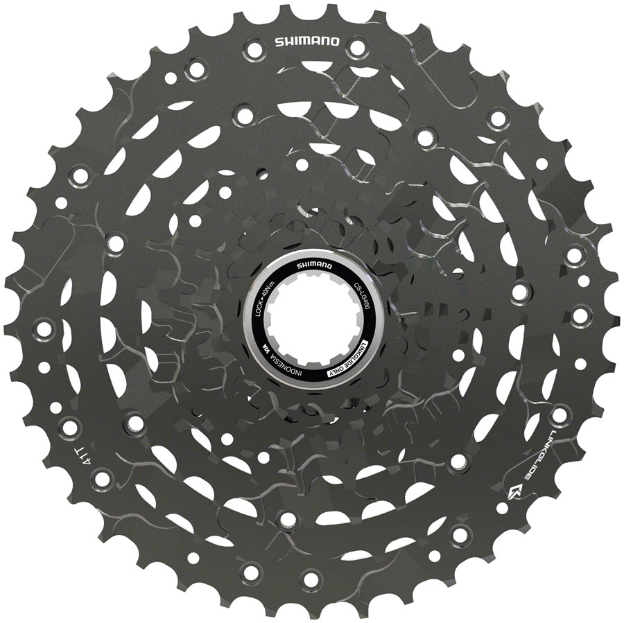 Shimano CUES  CS-LG400-9 Cassette - 9-Speed, 11-41t, LINKGLIDE, Black