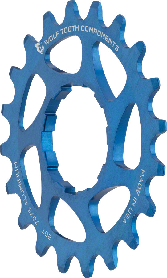 Wolf Tooth Single Speed Aluminum Cog - 20t, Compatible with 3/32" Chains, Blue