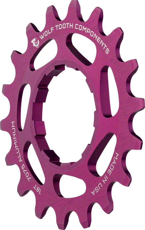 Wolf Tooth Single Speed Aluminum Cog - 18t, Compatible with 3/32" Chains, Purple