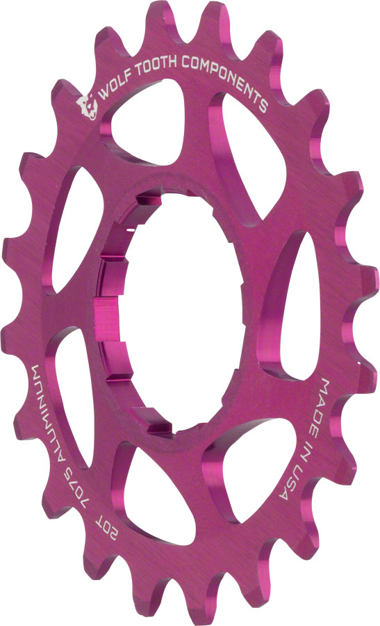 Wolf Tooth Single Speed Aluminum Cog - 20t, Compatible with 3/32" Chains, Purple