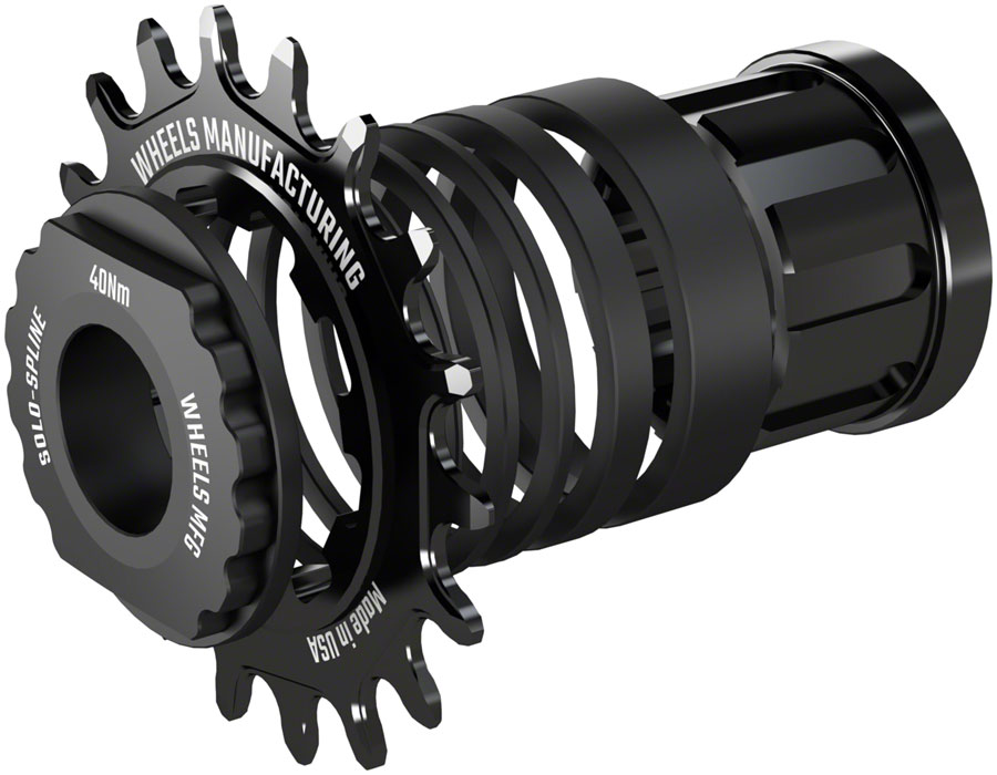 Wheels Manufacturing SOLO-SPLINE Micro Spline Single Speed Conversion Kit - 18t, For Shimano Micro Spline Hub Bodies, Black