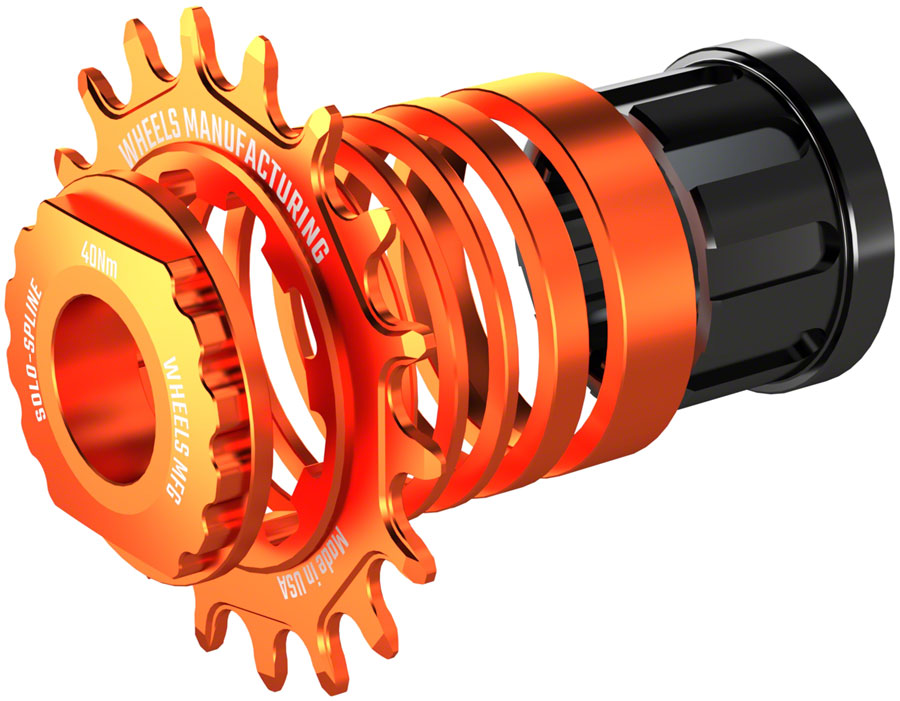 Wheels Manufacturing SOLO-SPLINE Micro Spline Single Speed Conversion Kit - 18t, For Shimano Micro Spline Hub Bodies, Orange