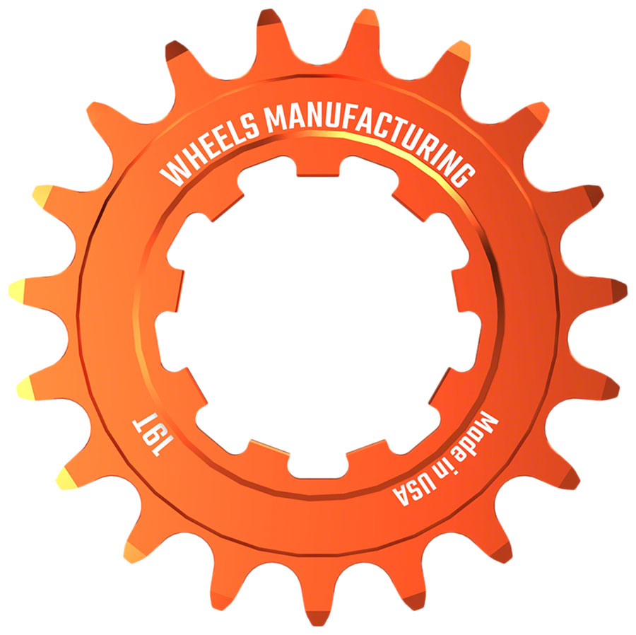 Wheels Manufacturing SOLO-SPEED Cog - 19t, Fits SOLO-SPLINE and SOLO-XD kits, Orange