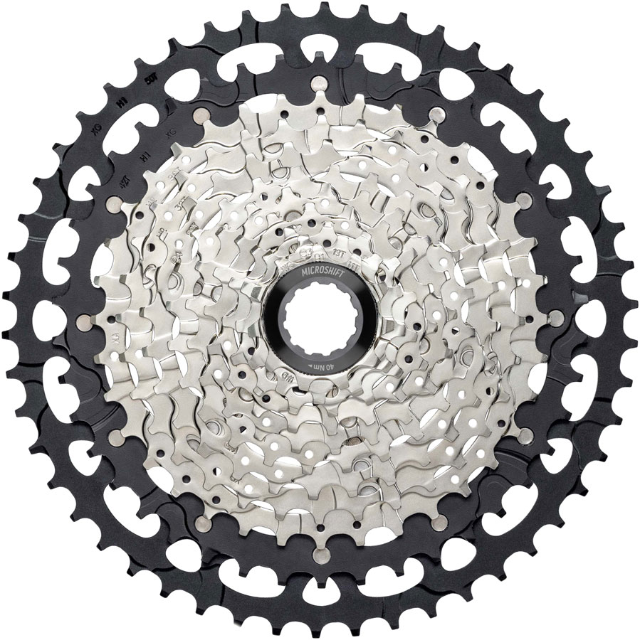microSHIFT Advent MX G-Series Cassette - 11-Speed, 11-50t, Aluminum Spider, Silver/Black, For HG Driver