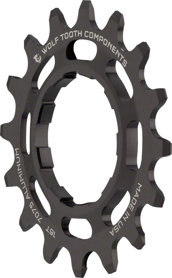 Wolf Tooth Single Speed Aluminum Cog - 16t, Compatible with 3/32" Chains, Black