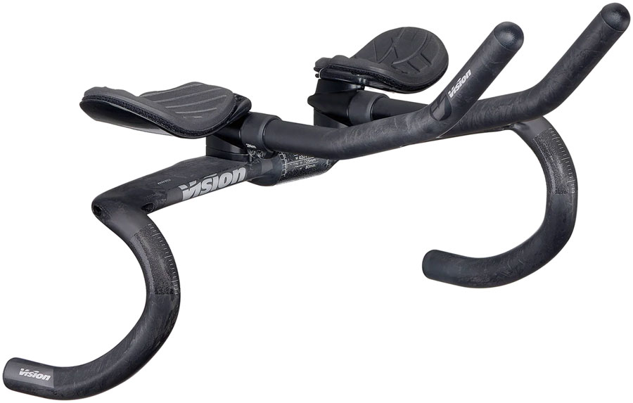 Vision Metron 4D Flat M.A.S. Handlebar with Extensions, 31.8mm Clamp Diameter, 400mm Width, 290mm J-Bend Extensions – Carbon