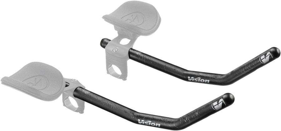 Vision TriMax Carbon Reversible Extensions, 385mm Length, J-Bend Shape, Aero Bar Add-on, Reversible Design – Carbon