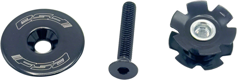 Full Speed Ahead Top Cap and Star-Nut Assembly - 1-1/8", TH-874-1 Flat Top, Aluminum, Black