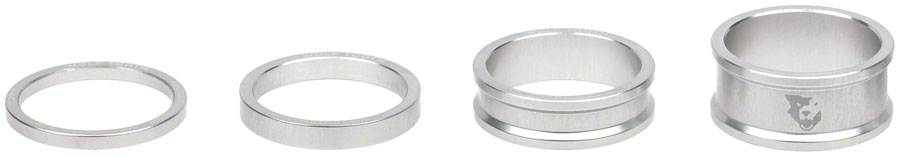 Wolf Tooth Headset Spacer Kit - 3mm, 5mm , 10mm, 15mm, Raw Silver