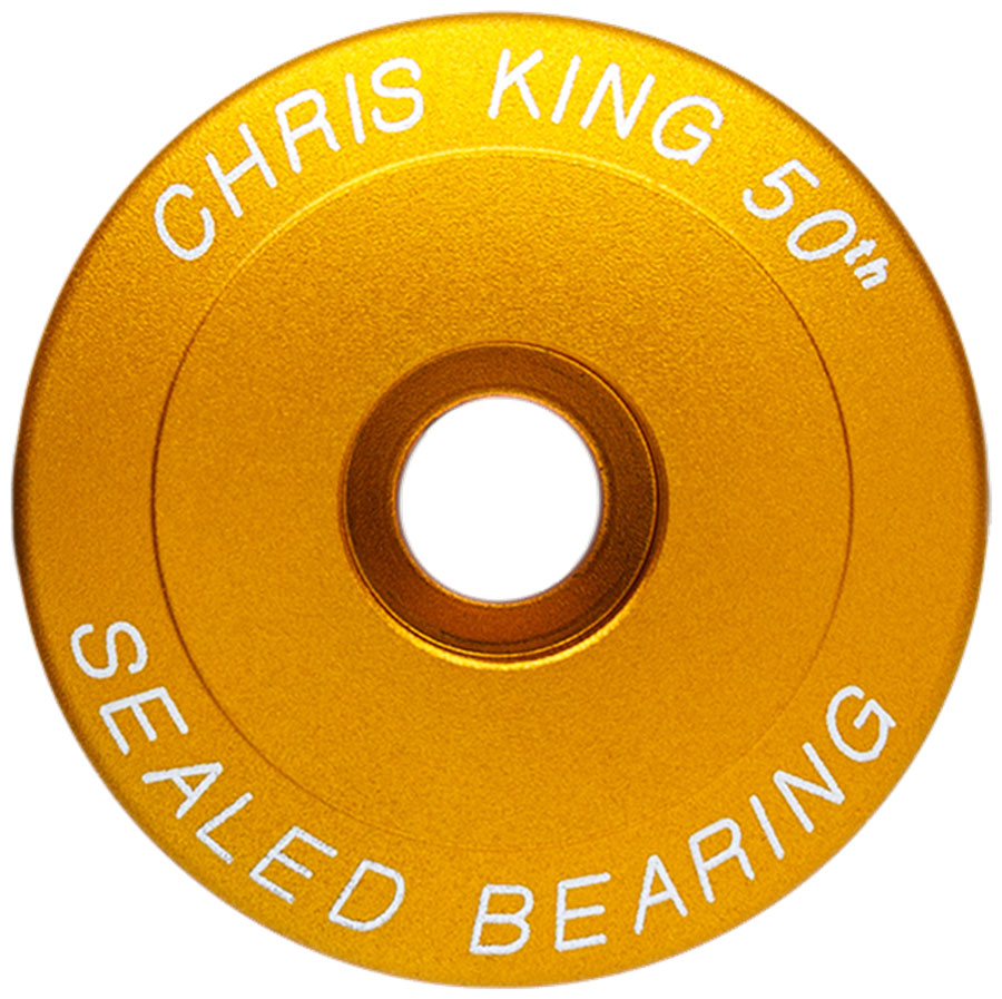Chris King Headset Stem Cap - 1-1/8", Matte Gold 50th Anniversy