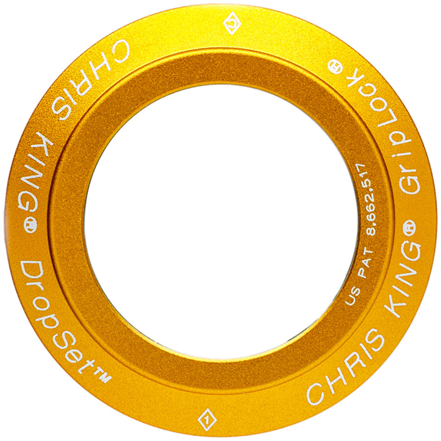 Chris King DropSet 5 Headset Bearing Cap and GripLock Assembly - Matte Gold 50th Anniversy