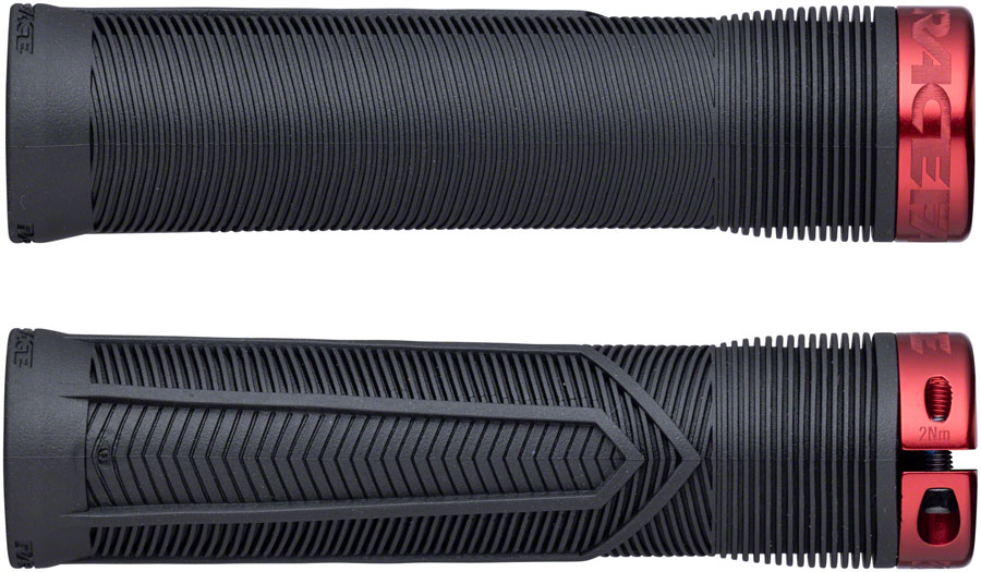 RaceFace Chester Grips - Lock-On, Black/Red, 34mm